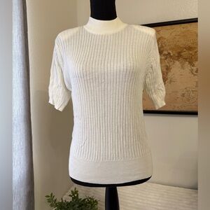 Laura Scott ribbed mock neck short sleeve sweater size large